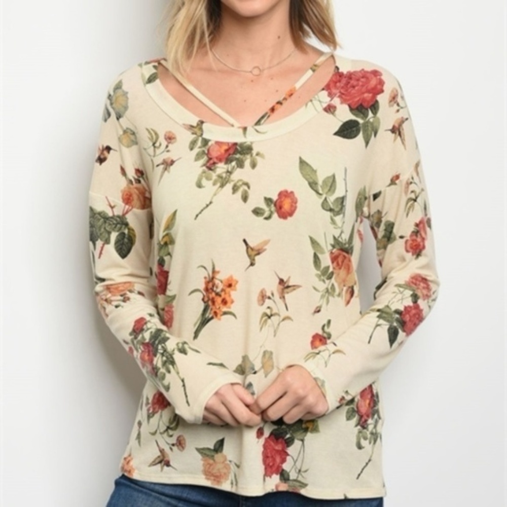 Cream Floral Top